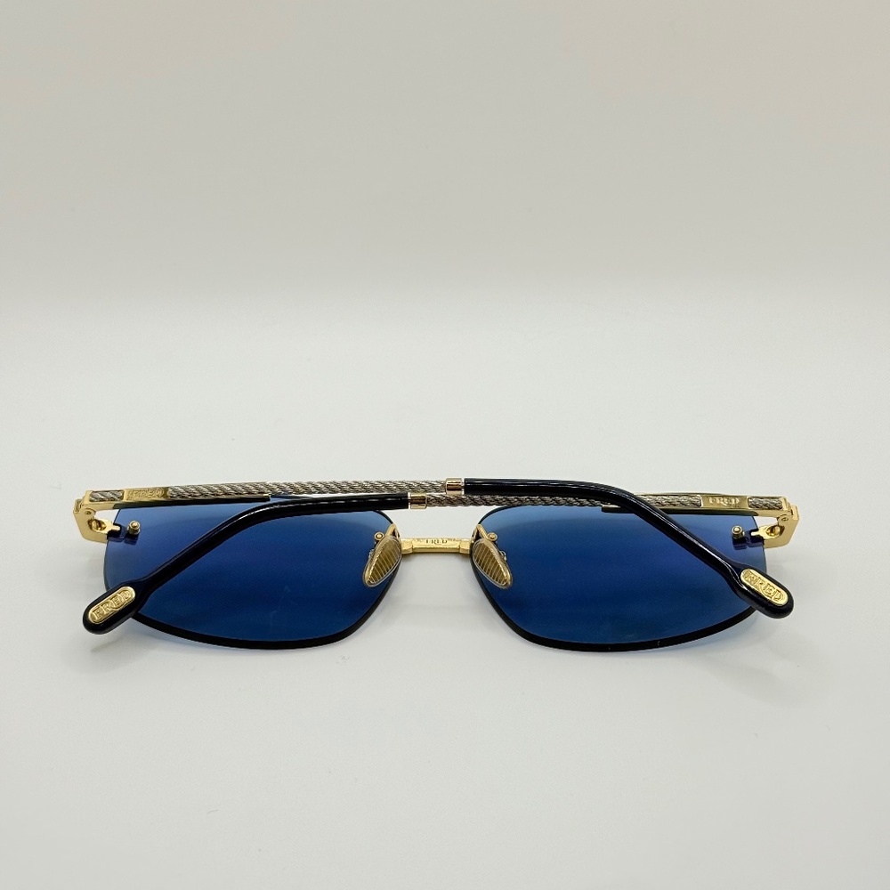 FRED FG40049U 30V Shiny Gold/Blue Sunglasses 60-14-145 NEW (Replacement Box) - Picture 5 of 16